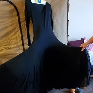 Black shear long sleeved long dress